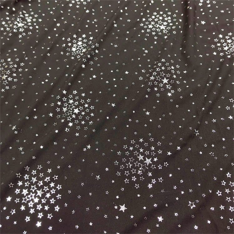 New product lightweight no elasticity 100% polyester abaya fabric star bronzing karachi black fabric for abaya