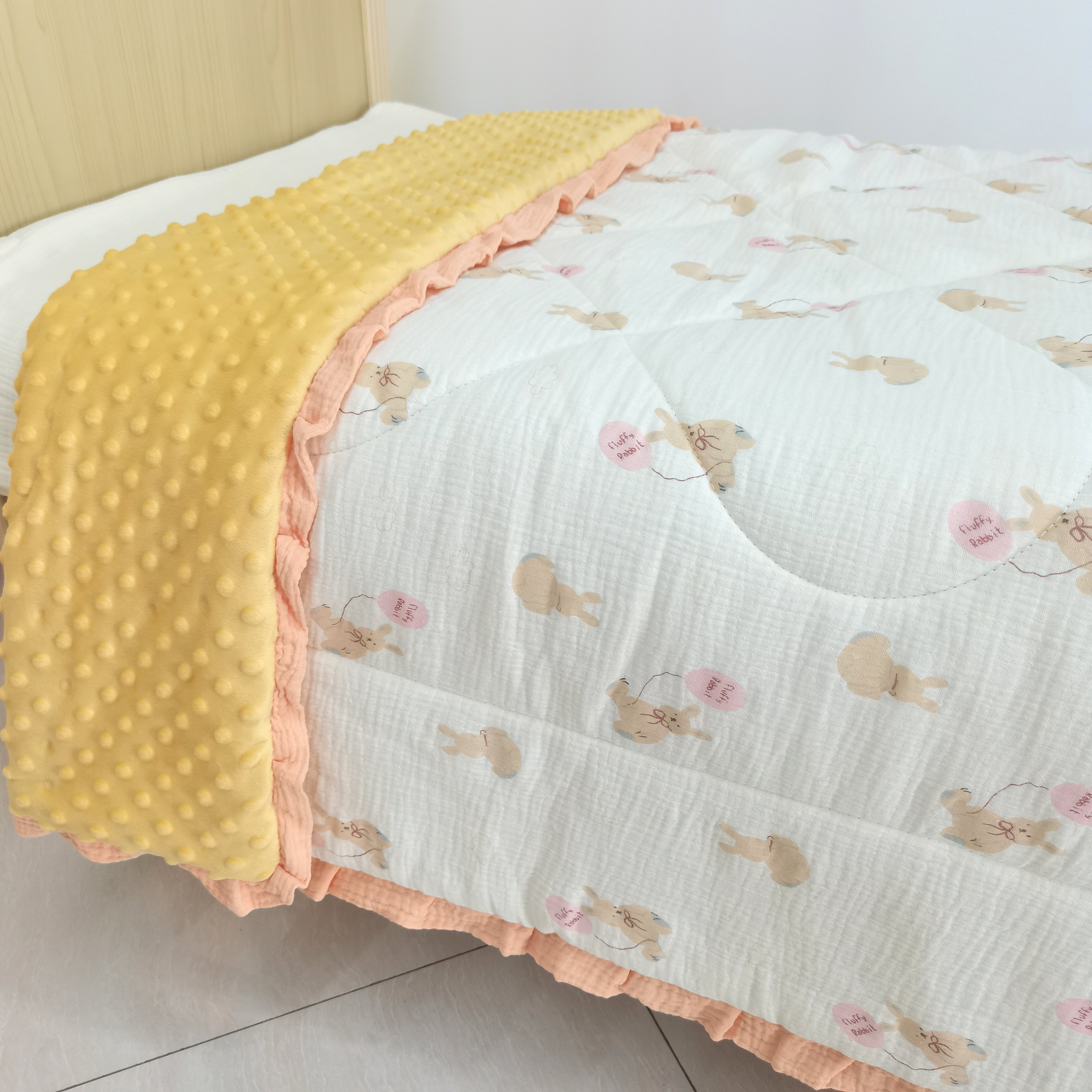 cotton printed cotton wrinkled fabric, 100*100children's super soft baby blanket cover blanket