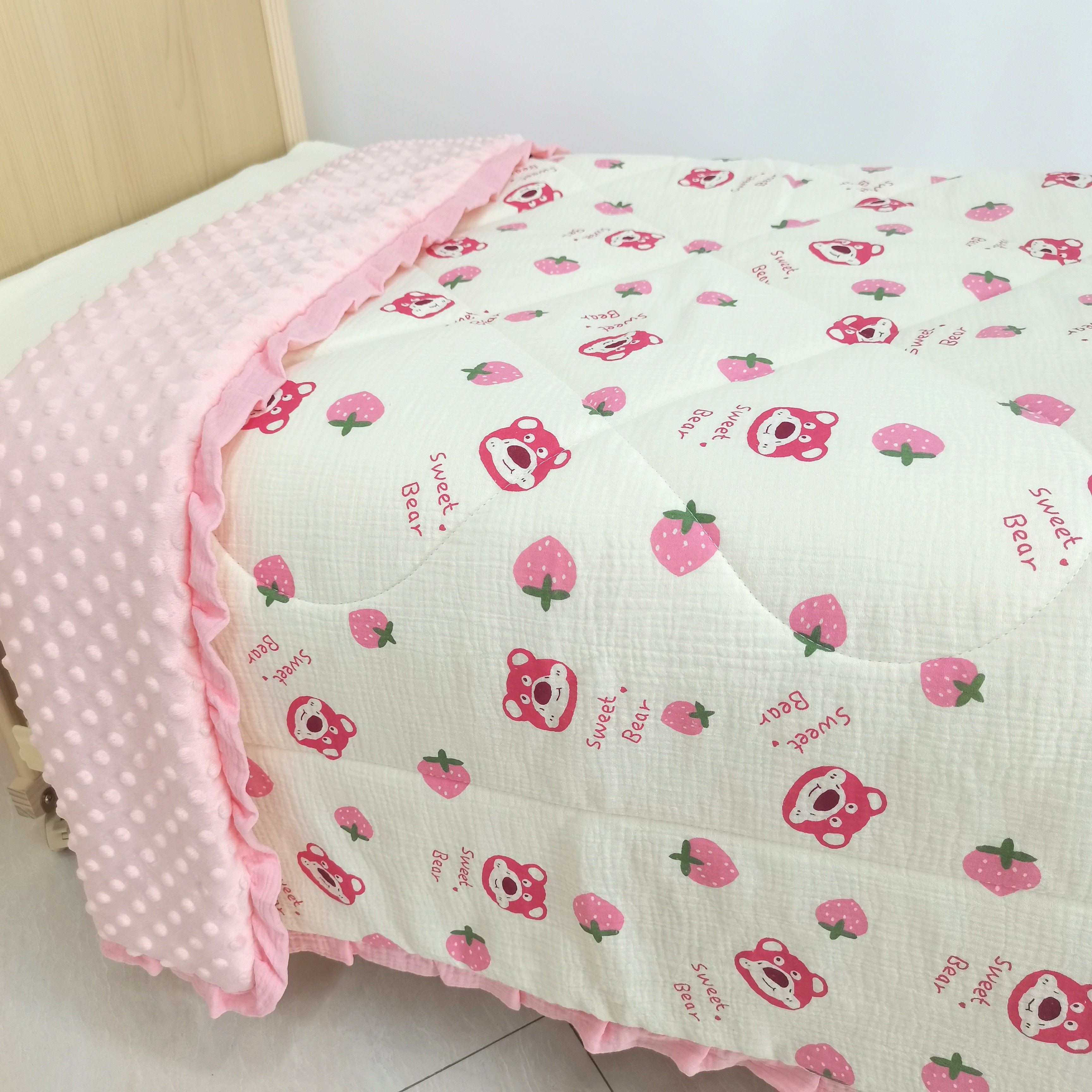 cotton printed cotton wrinkled fabric, 100*100children's super soft baby blanket cover blanket