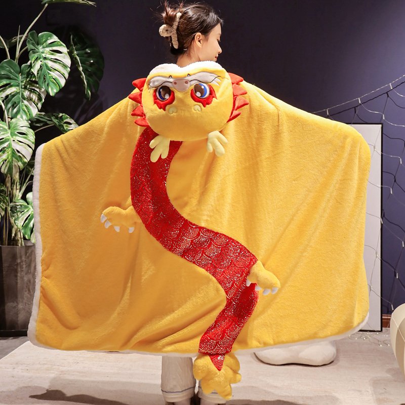 Zodiac dragon cloak hooded wearable cloak blanket mascot Red Cape Holiday Cosplay Costume for Women Girls