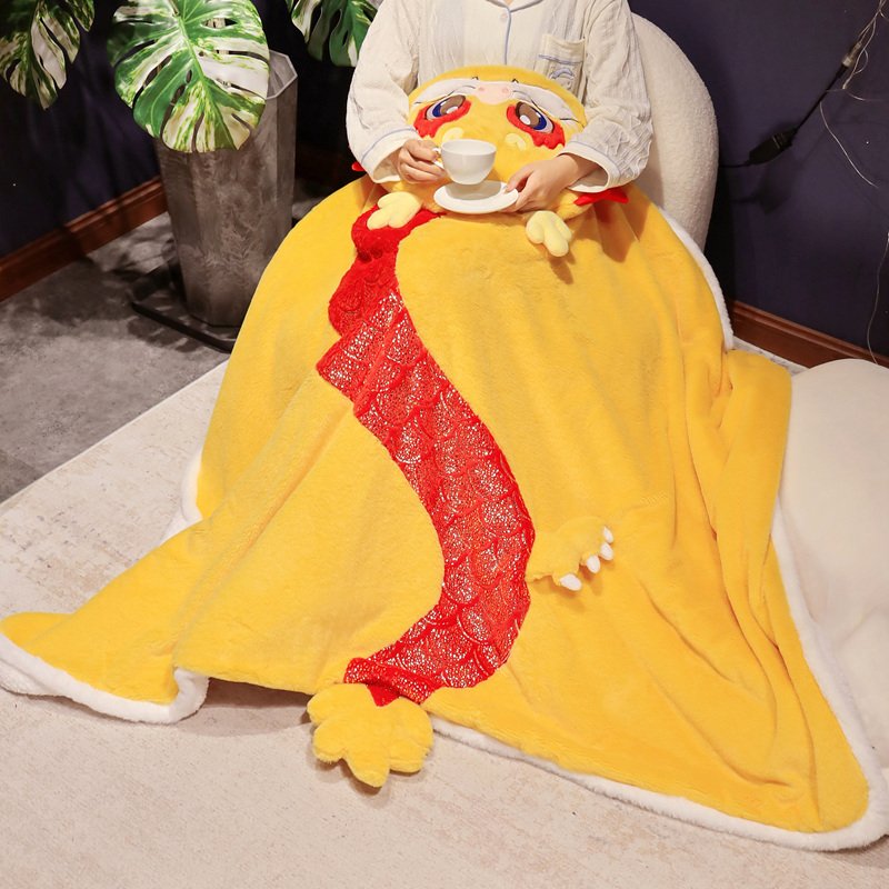 Zodiac dragon cloak hooded wearable cloak blanket mascot Red Cape Holiday Cosplay Costume for Women Girls