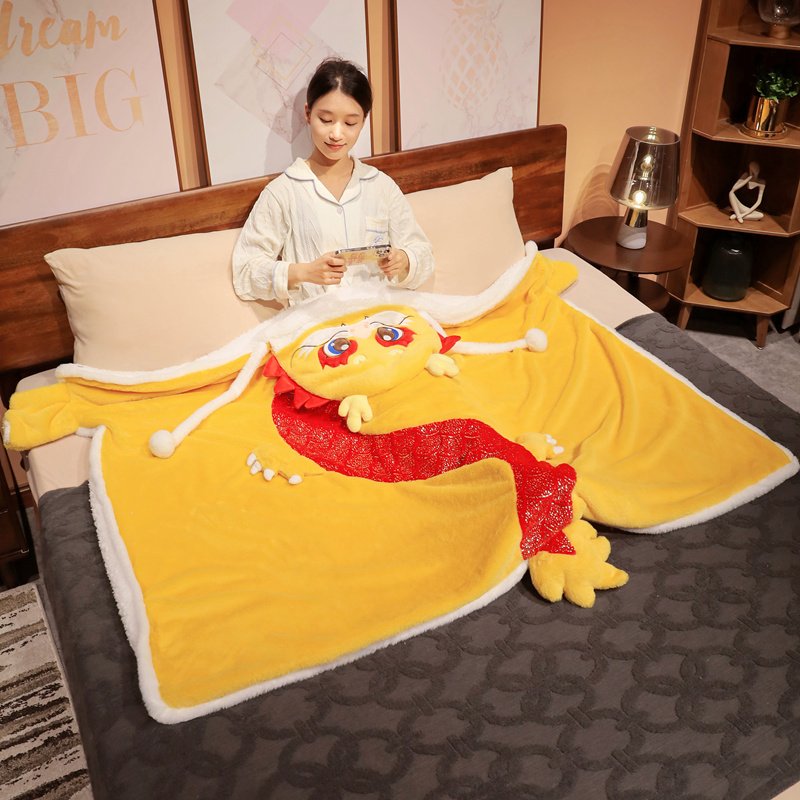 Zodiac dragon cloak hooded wearable cloak blanket mascot Red Cape Holiday Cosplay Costume for Women Girls