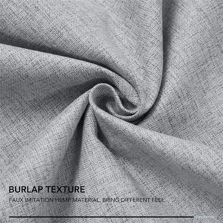 Thermal Insulated Full Room Darkening Textured Linen Curtains Completely Blackout Window Curtains for The Living Room Bed Room