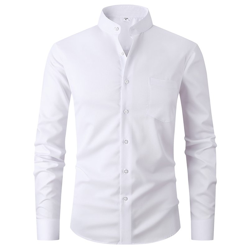 Wholesale Cool comfortable bamboo fiber micro elastic fabric solid color long Sleeve Custom Logo pocket casual men's shirt
