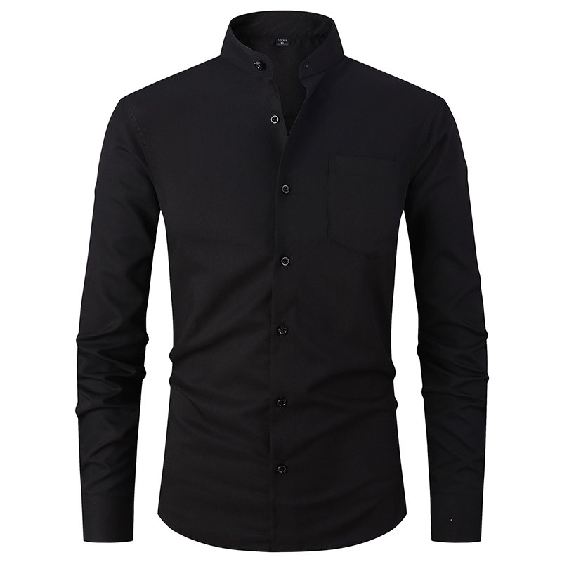 Wholesale Cool comfortable bamboo fiber micro elastic fabric solid color long Sleeve Custom Logo pocket casual men's shirt