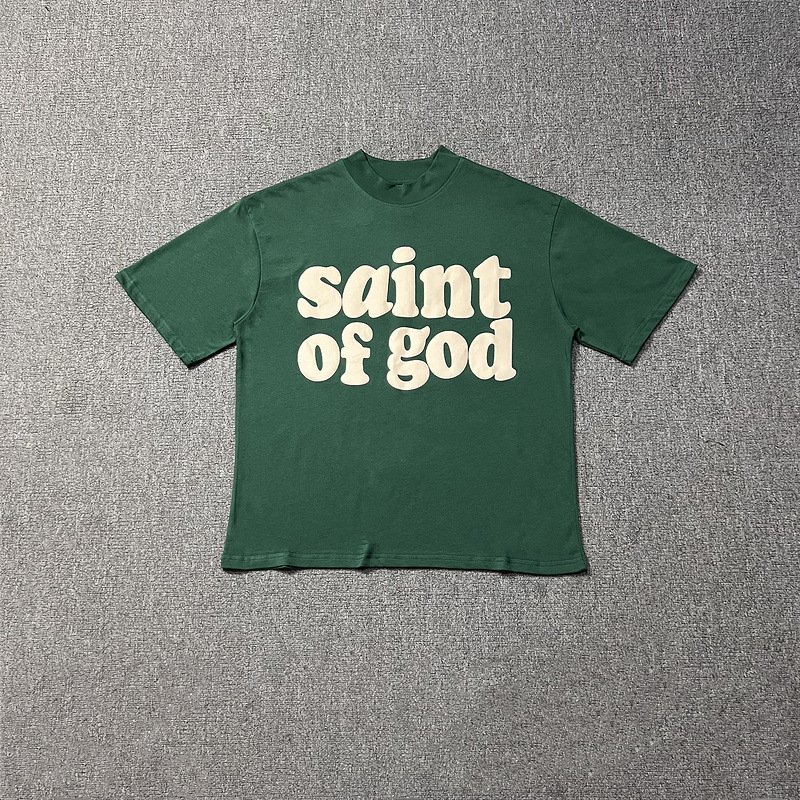 Saint of God Kanye Foam Printed Short Sleeve Street Versatile Casual Retro Half Sleeve T-shirt