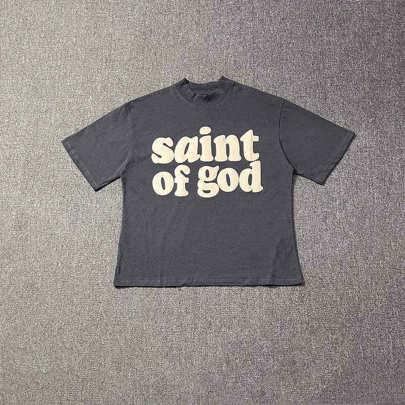 Saint of God Kanye Foam Printed Short Sleeve Street Versatile Casual Retro Half Sleeve T-shirt