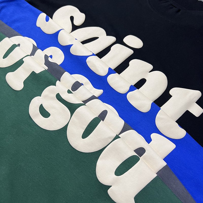 Saint of God Kanye Foam Printed Short Sleeve Street Versatile Casual Retro Half Sleeve T-shirt