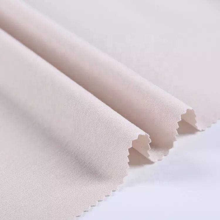 TR 250GSM recycled stretch solid twill woven polyester rayon fabric with spandex suiting fabric for thobe pant or dress