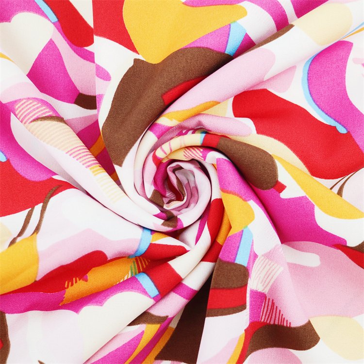 Camo Abstract Painting Stretch 97% Polyester 3% Spandex Crepe Four Way Woven Fabrics Garments Dress Clothing Digital Printed