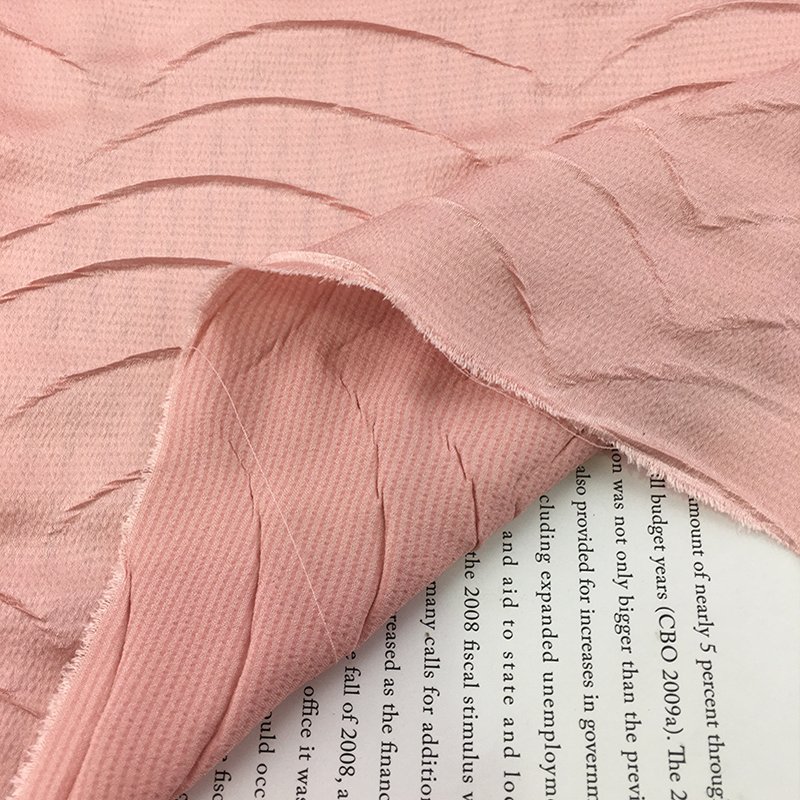 Pleated material creasing crinkle jacquard satin wrinkled textile fabrics 100% polyester crepe crinkle fabric
