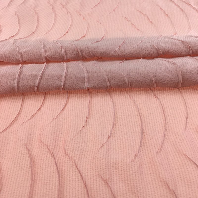 Pleated material creasing crinkle jacquard satin wrinkled textile fabrics 100% polyester crepe crinkle fabric