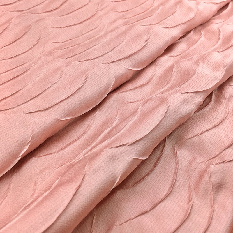 Pleated material creasing crinkle jacquard satin wrinkled textile fabrics 100% polyester crepe crinkle fabric