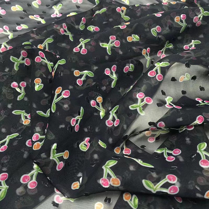 Accept customized high quality 100 polyester fashion design breathable floral digital print lightweight chiffon fabric for women