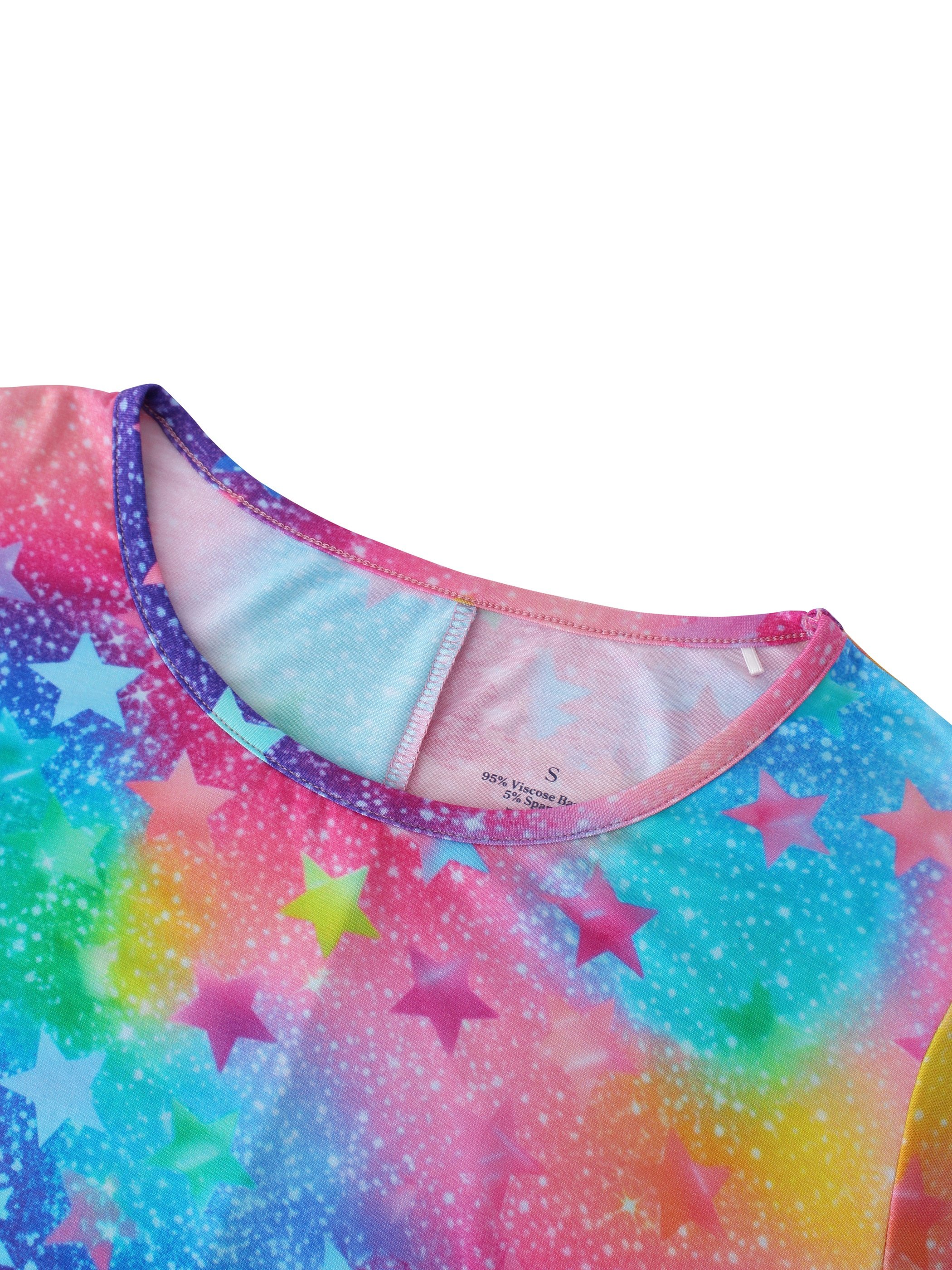 OKKO Certified Summer Dress for Girls Colorful Star Pattern Printing on Knitted Bamboo Fiber Fabric Customizable