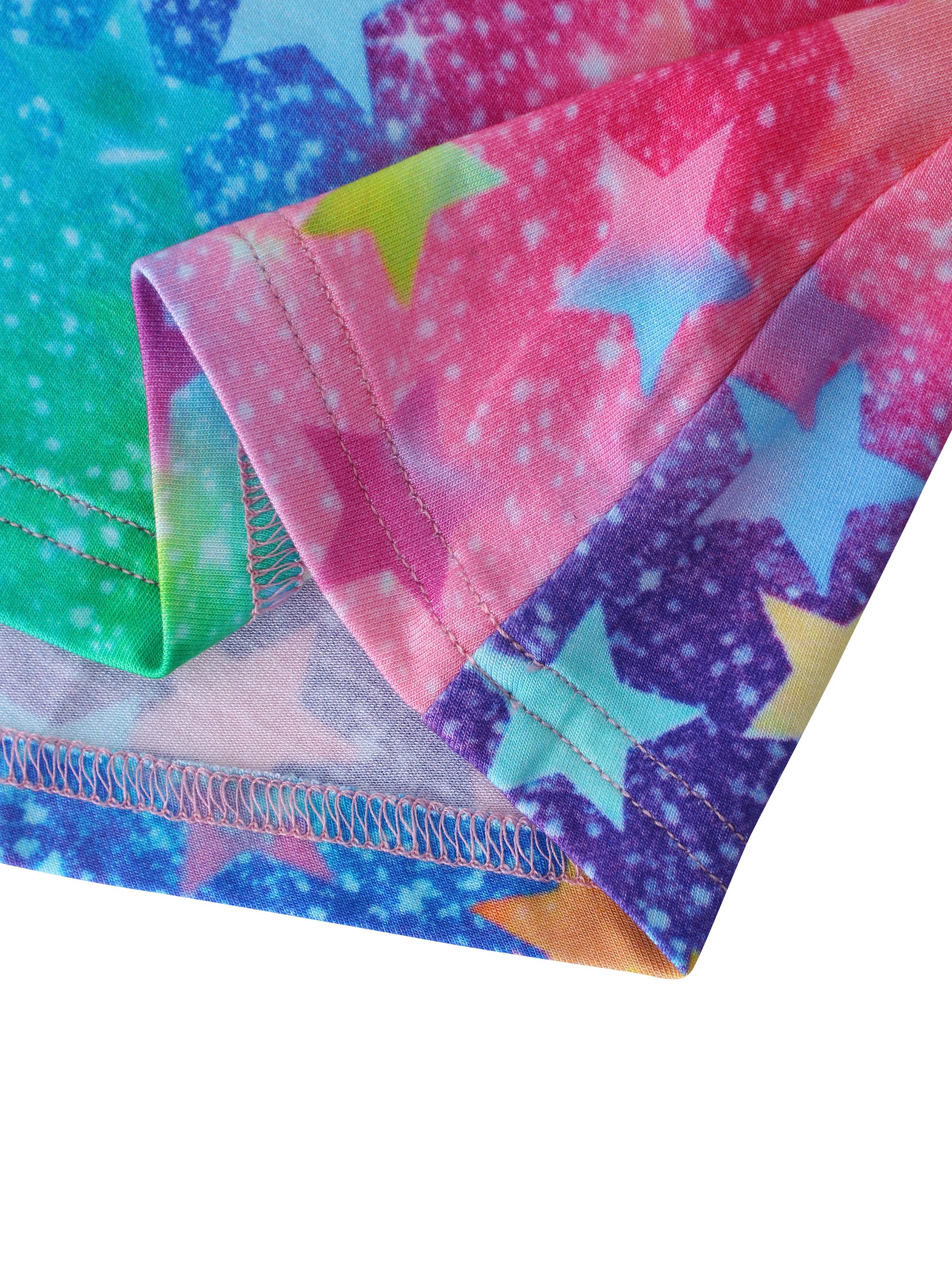 OKKO Certified Summer Dress for Girls Colorful Star Pattern Printing on Knitted Bamboo Fiber Fabric Customizable