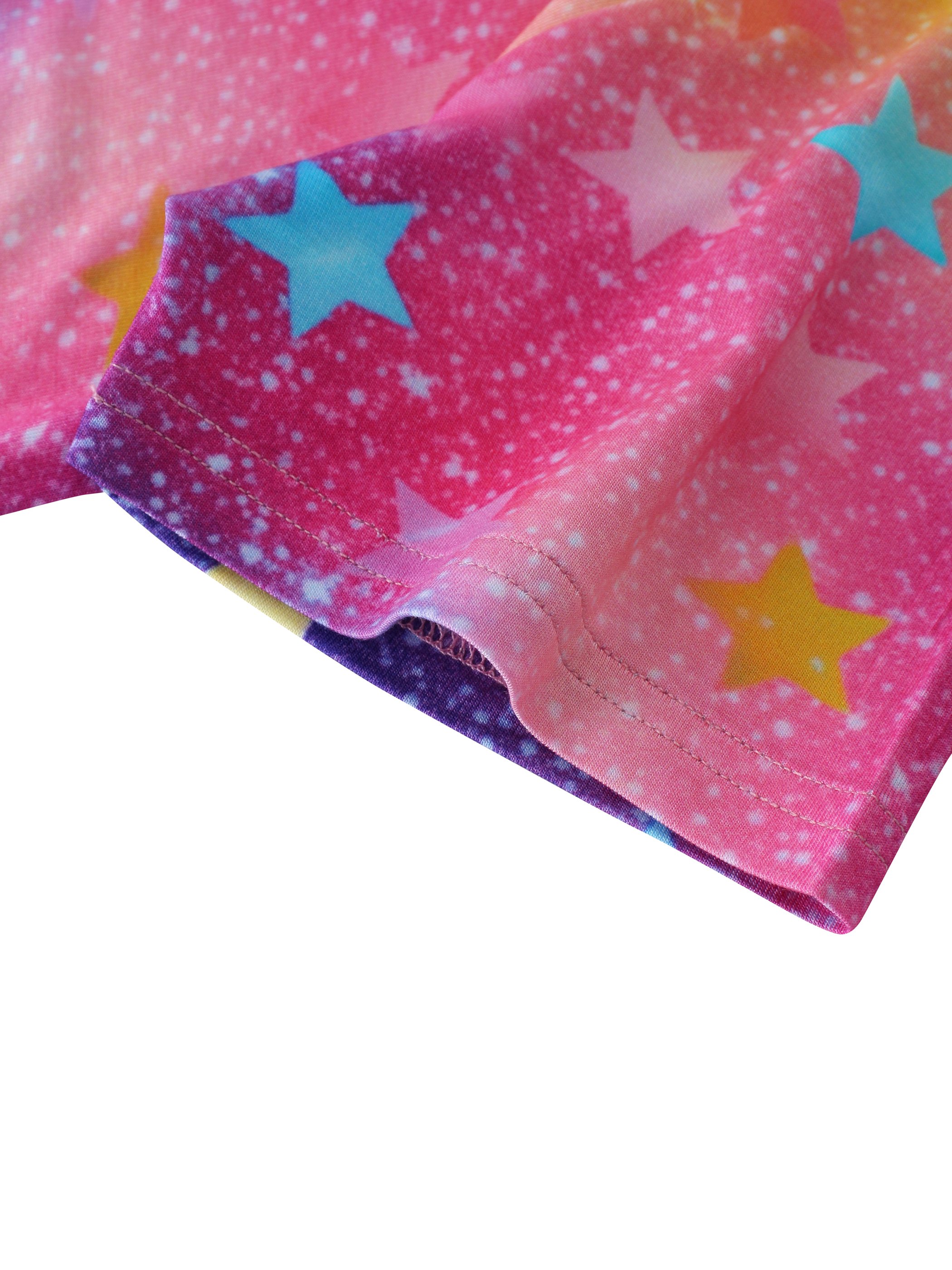 OKKO Certified Summer Dress for Girls Colorful Star Pattern Printing on Knitted Bamboo Fiber Fabric Customizable