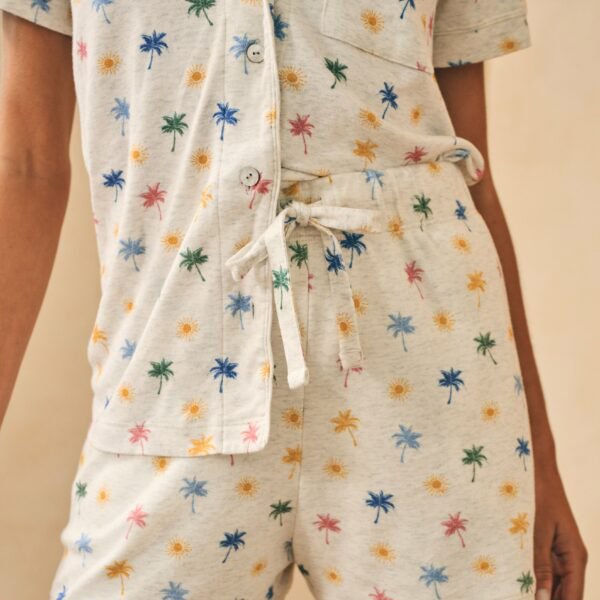 Organic bamboo cotton Pajama Short Set with custom print lounge set pajamas set for women ladies cotton pajamas womens sleepwear