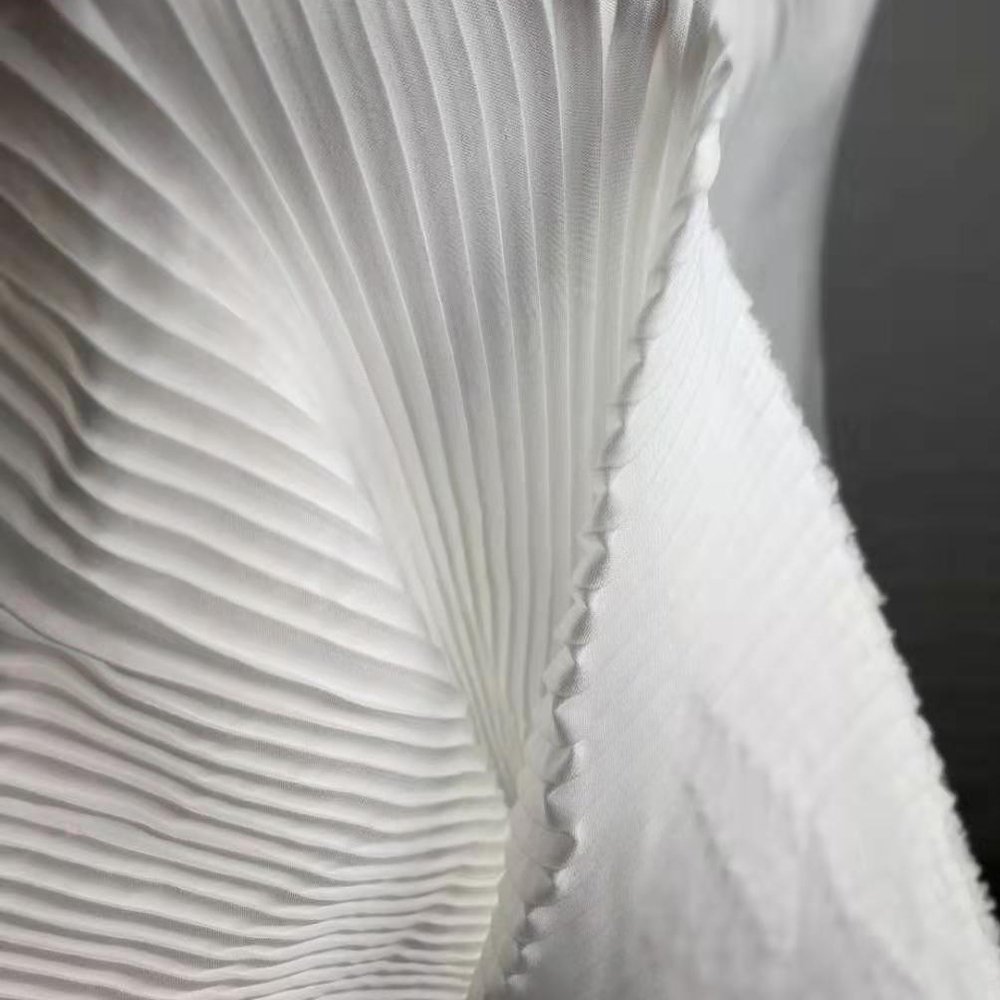 Factory price 94% polyester 6% spandex crinkles pleated satin fabric for summer dress