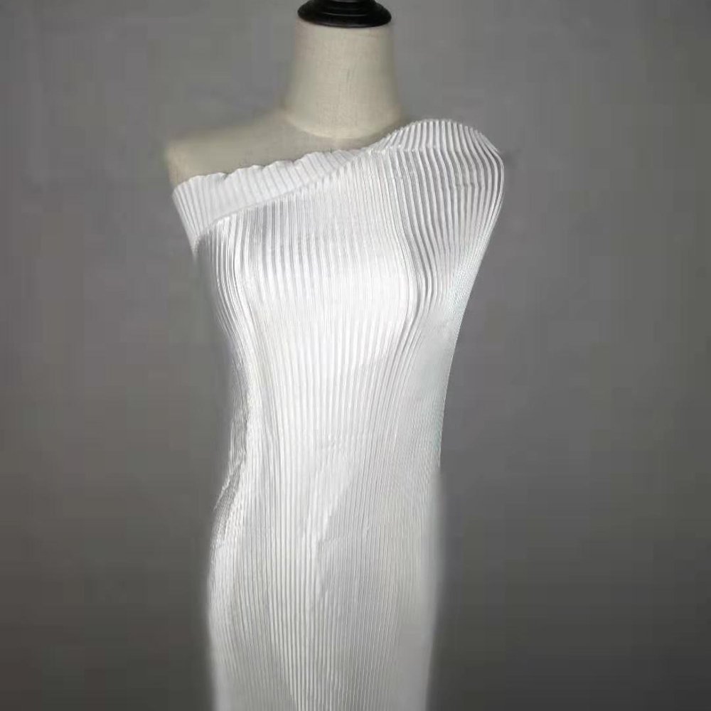 Factory price 94% polyester 6% spandex crinkles pleated satin fabric for summer dress