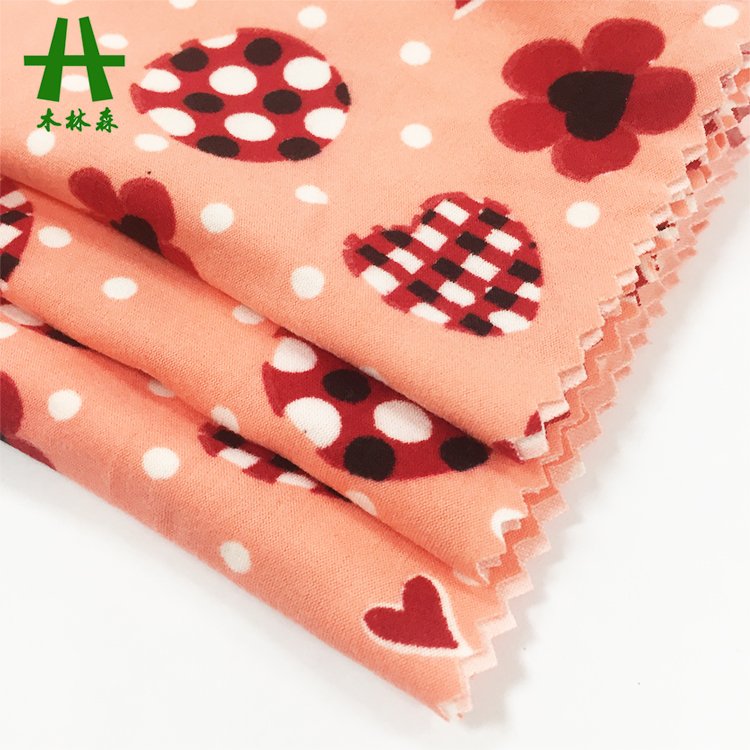 Mulinsen Textile DTY Double Brush Printed Spandex Polyester Jersey Fabric