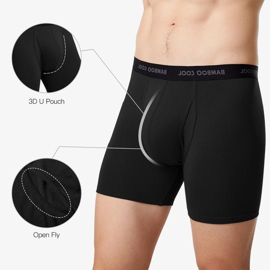 Best Underwear Sweat Men Bamboo Fabric Custom OEM Famous Brand Supplier 3D Pouch Crotch Panel Bamboo Underwear Boxers for Men