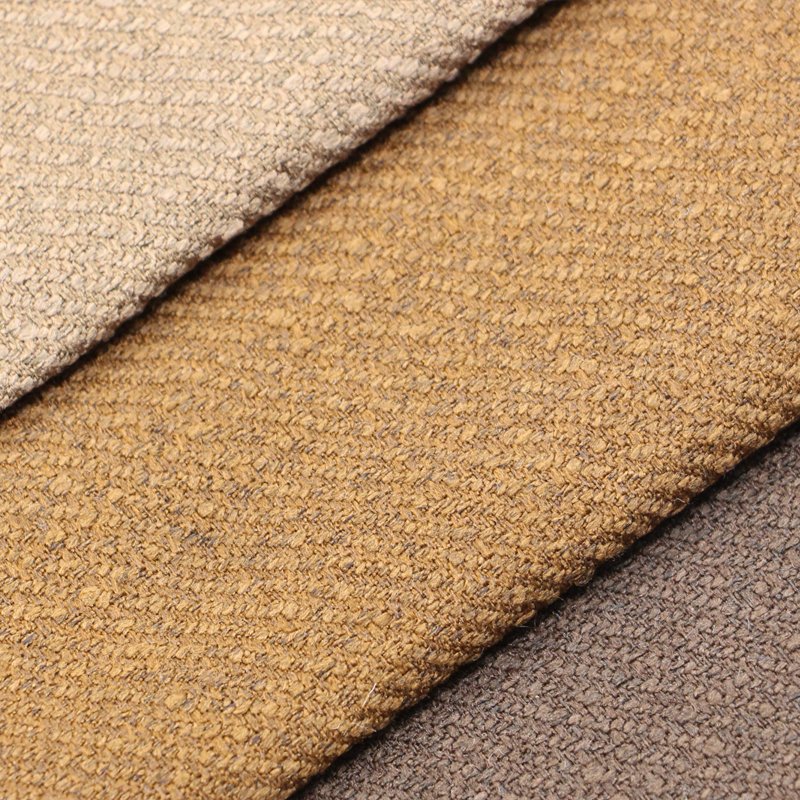 wholesale cheap lazy boy style polyester tweed weave laminated linen look mattress upholstery fabric cloth material from suzhou