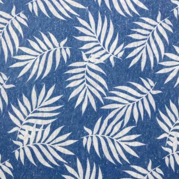 Light 135GSM custom printed leaf pattern knit 85% polyester 15% linen single jersey fabric for clothing