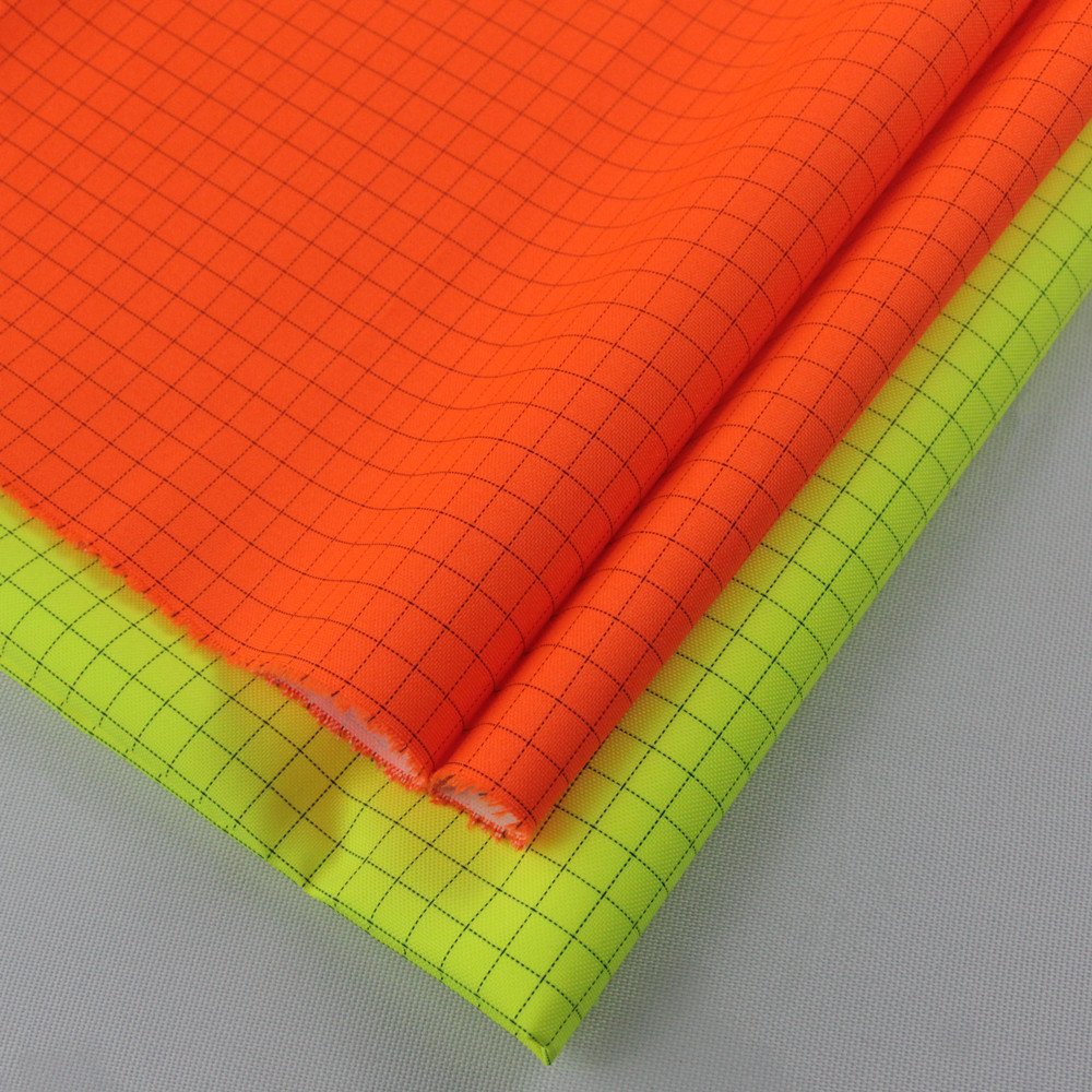 ESD Polyester Fluorescent Conductive Flame Retardant Fireproof Oxford Fabric For Workwear