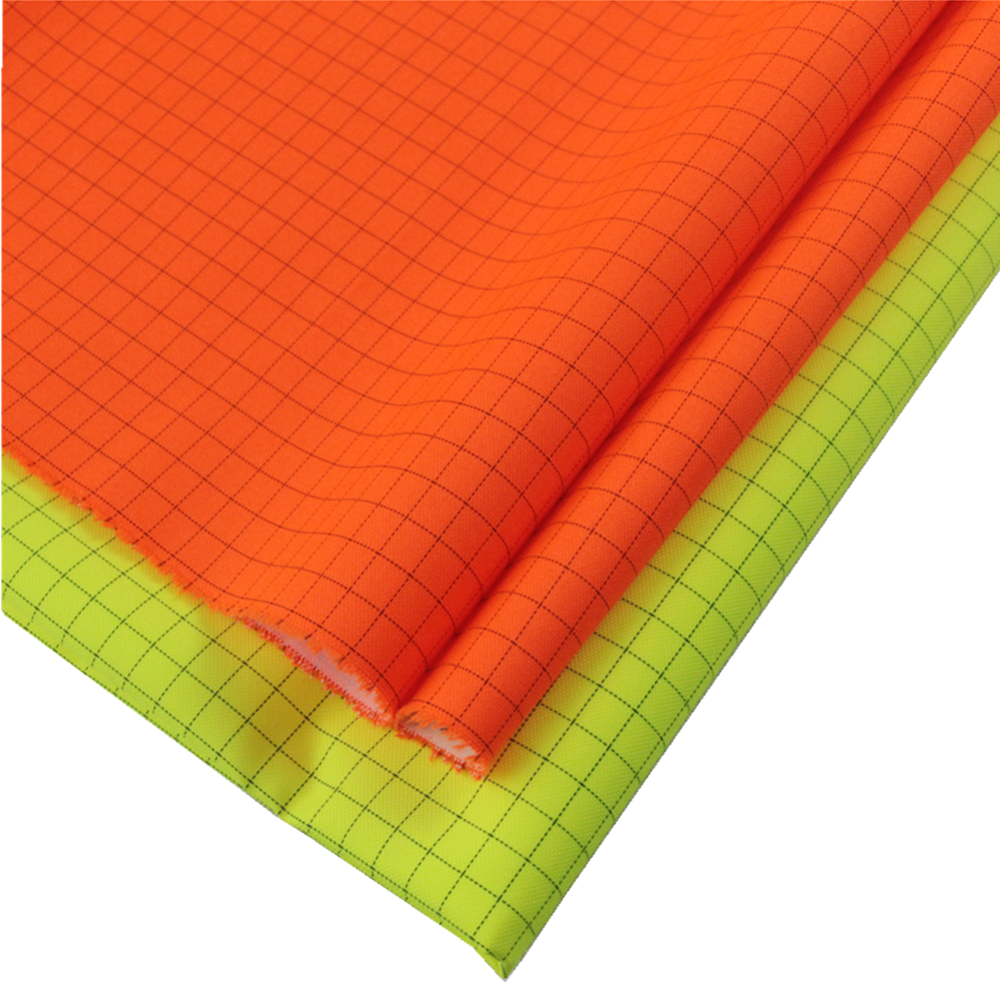 ESD Polyester Fluorescent Conductive Flame Retardant Fireproof Oxford Fabric For Workwear
