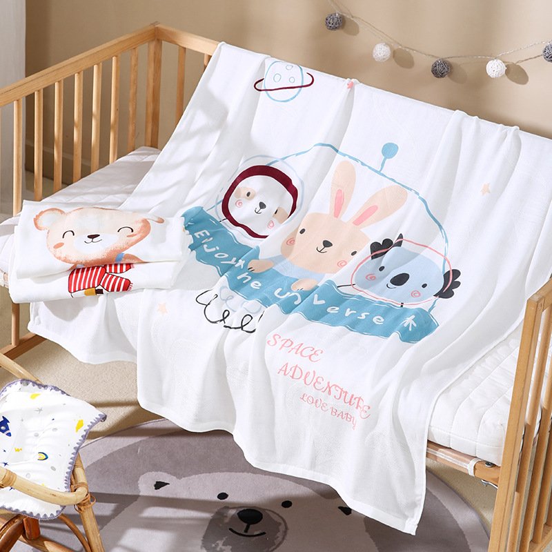 Soft Bamboo Cotton Fabric Muslin Infant Baby Swaddle Wrap Blanket Bamboo Fiber Cover Blanket Children's bath towel