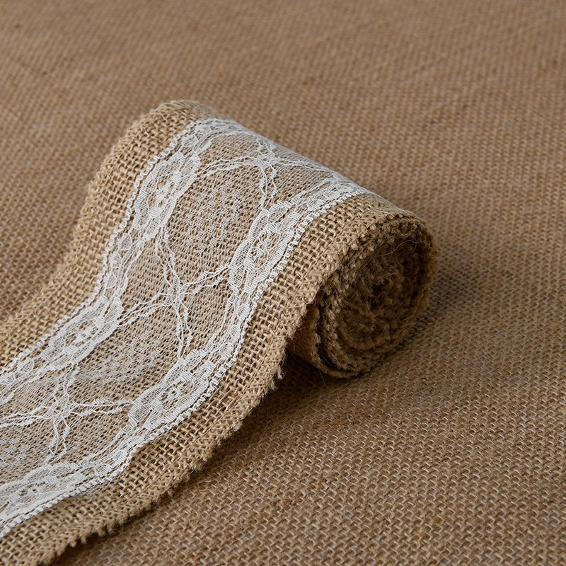 Lace-up Natural Jute Cloth Wedding, Gift Bag, Home Textiles and Other Decorative Fabric Small Roll