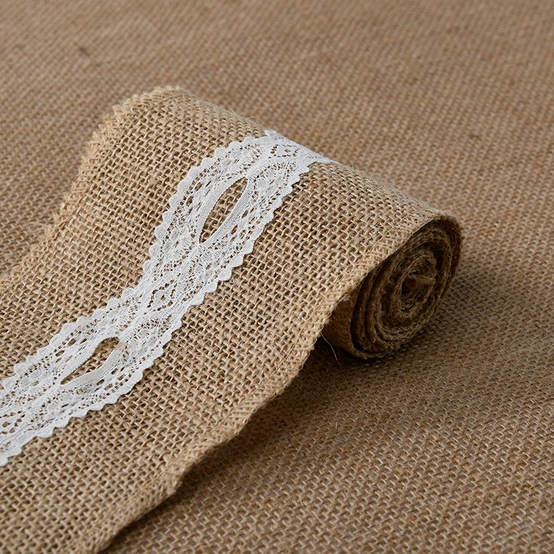 Lace-up Natural Jute Cloth Wedding, Gift Bag, Home Textiles and Other Decorative Fabric Small Roll