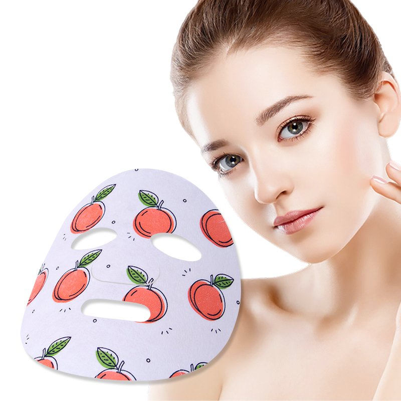 Peach fruit printed bamboo fiber non-woven facial mask sheet Support printing customization Tencel mask cloth