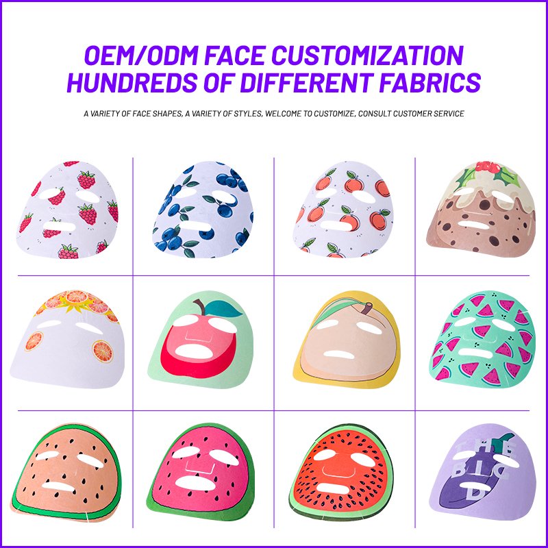 Peach fruit printed bamboo fiber non-woven facial mask sheet Support printing customization Tencel mask cloth