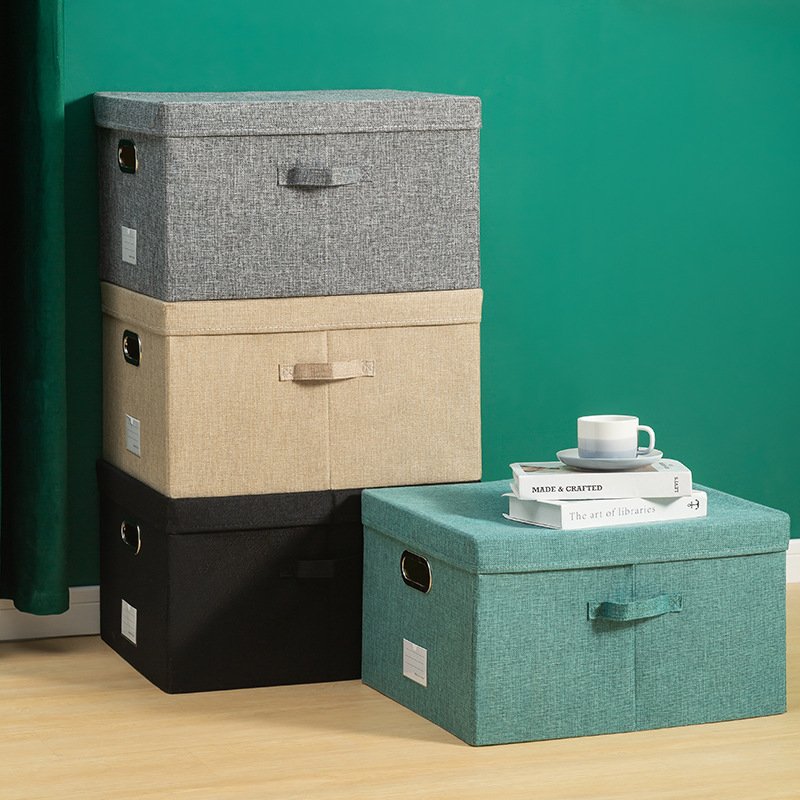 Large Capacity Wardrobe Storage Box Closet Organizer of Bedroom Washable Foldable Storage Box with Metal Handle Storage Basket