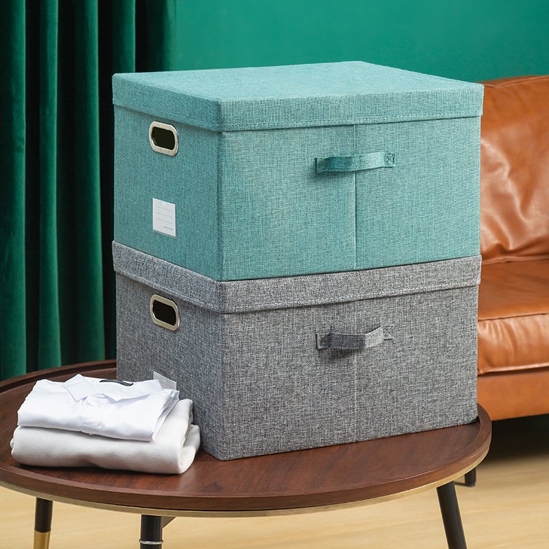 Large Capacity Wardrobe Storage Box Closet Organizer of Bedroom Washable Foldable Storage Box with Metal Handle Storage Basket