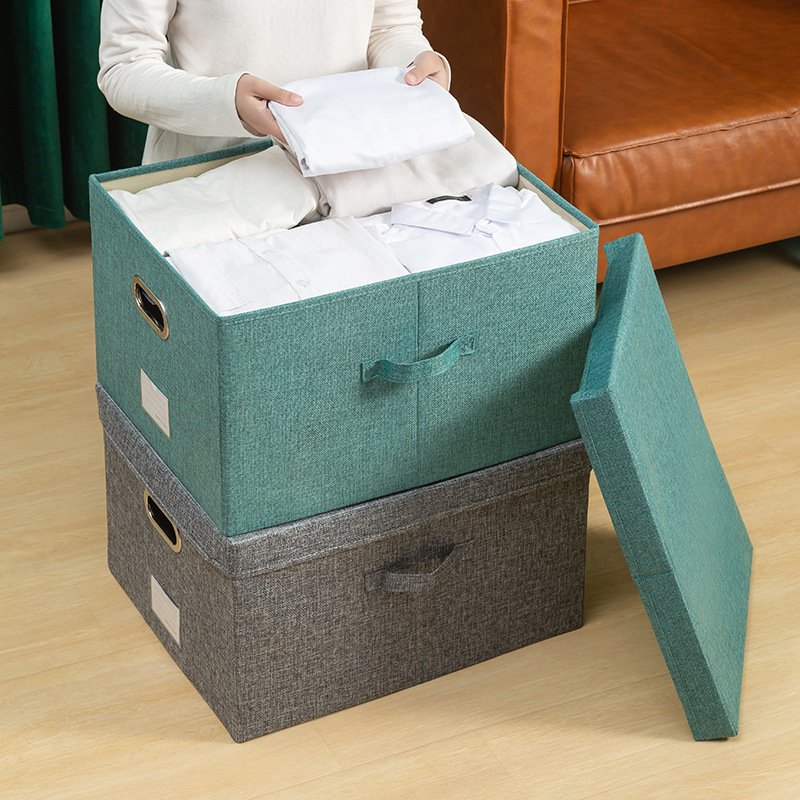 Large Capacity Wardrobe Storage Box Closet Organizer of Bedroom Washable Foldable Storage Box with Metal Handle Storage Basket