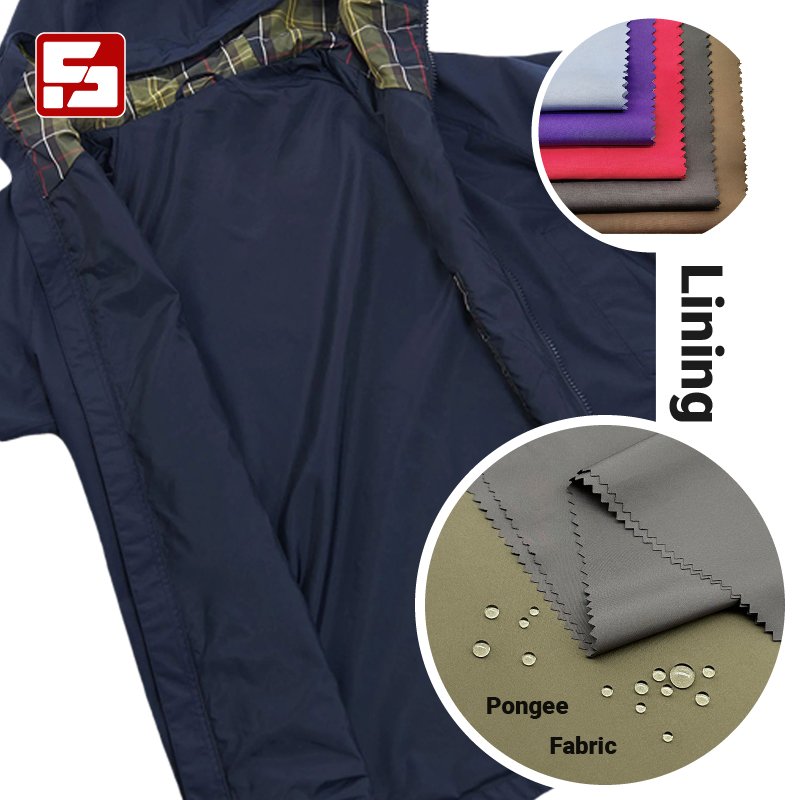 300T pongee fabric 100% polyester plain woven fabric 50D pongee lining fabric