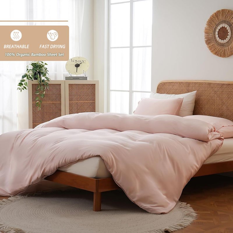 High Quality Organic Bamboo Queen Sheet Set Natural Soft bamboo Fabric Comforter Fitted Sheets Home Use Available King Twin