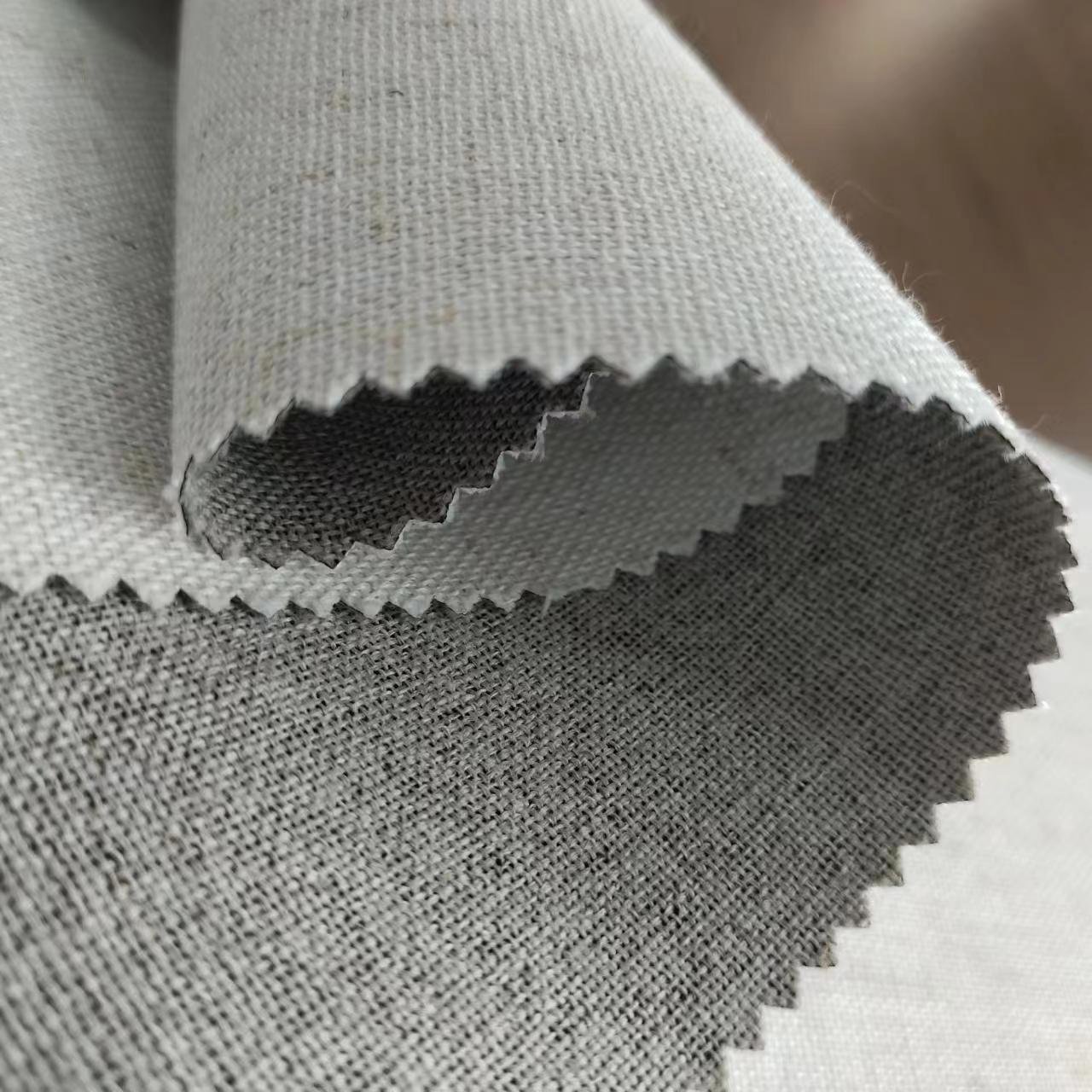 High Quality Living Room double sides Blackout Curtain Solid Thick Polyester Linen Fabric For Curtain
