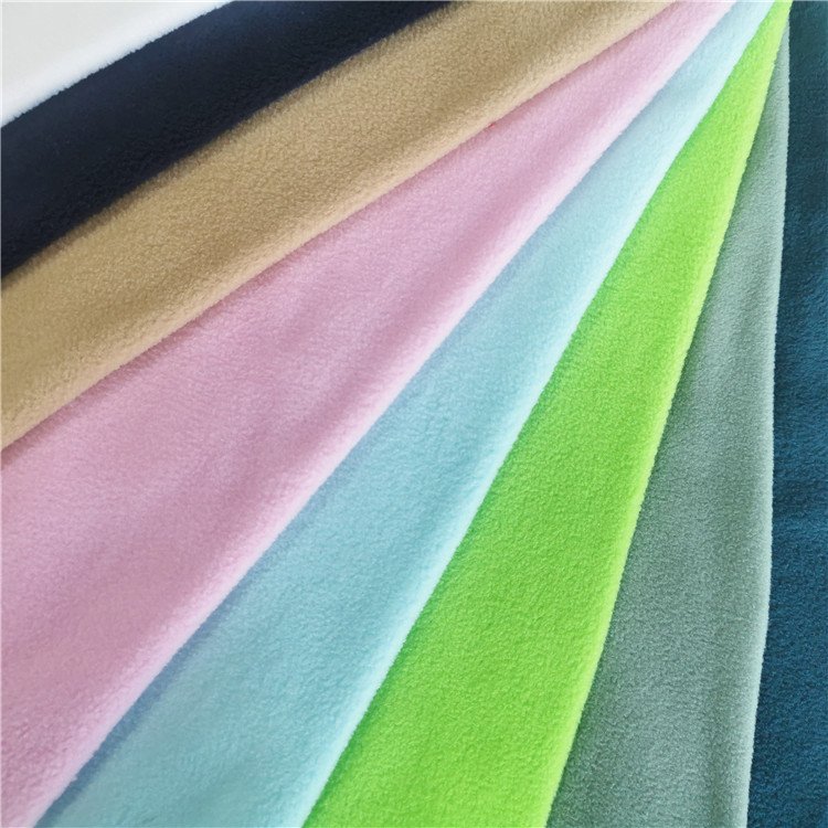 Customized high quality polyester DTY 150D 144F two sides brush and one side anti pilling dyed polar fleece fabric