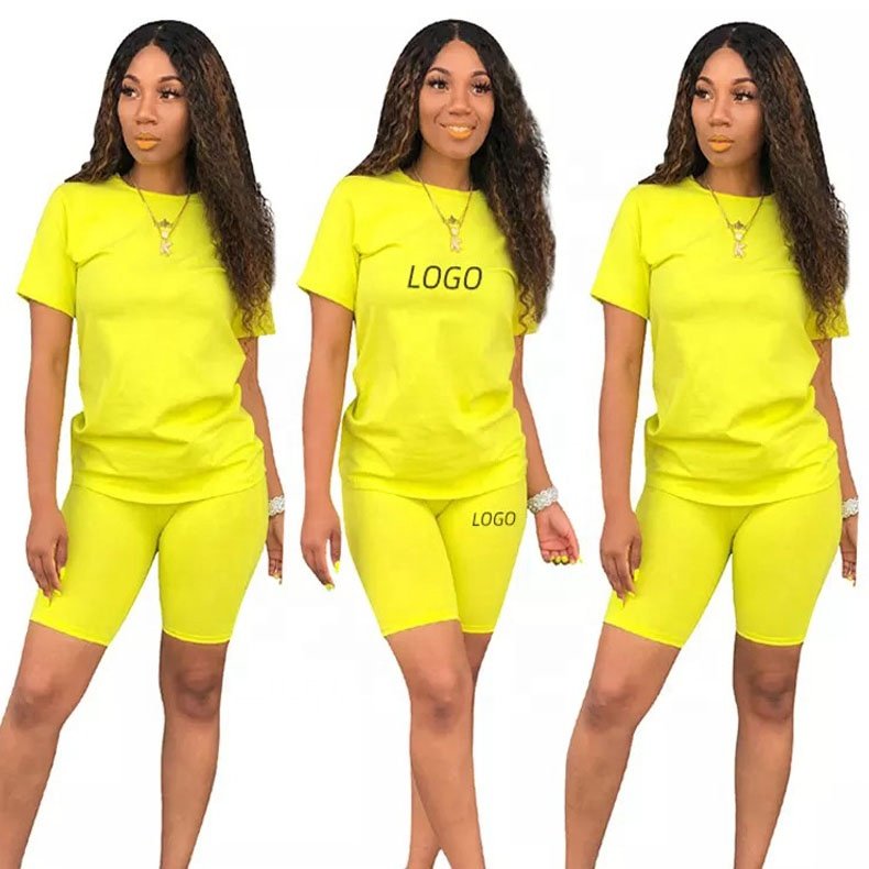 Custom Embroidered Logo Summer Women Crop Tops And Jogger Shorts Tracksuit Two Piece Set Casual Tank Tops Women 2 Pieces Set