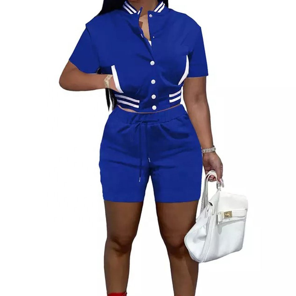 Custom Embroidered Logo Summer Women Crop Tops And Jogger Shorts Tracksuit Two Piece Set Casual Tank Tops Women 2 Pieces Set