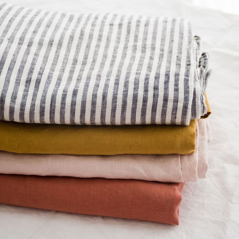 OEKO linen fabrics french Soft Washed 100% linen hotel bed linen bed sheet set white bedding set