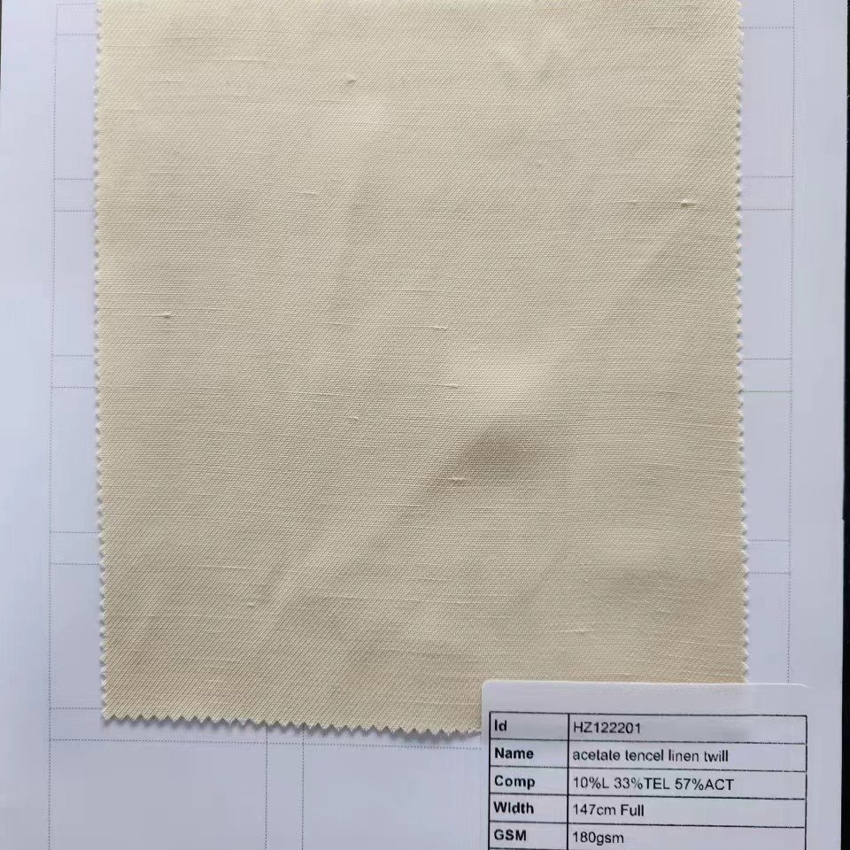 122201 acetate tencel linen twill fabric for luxury garment