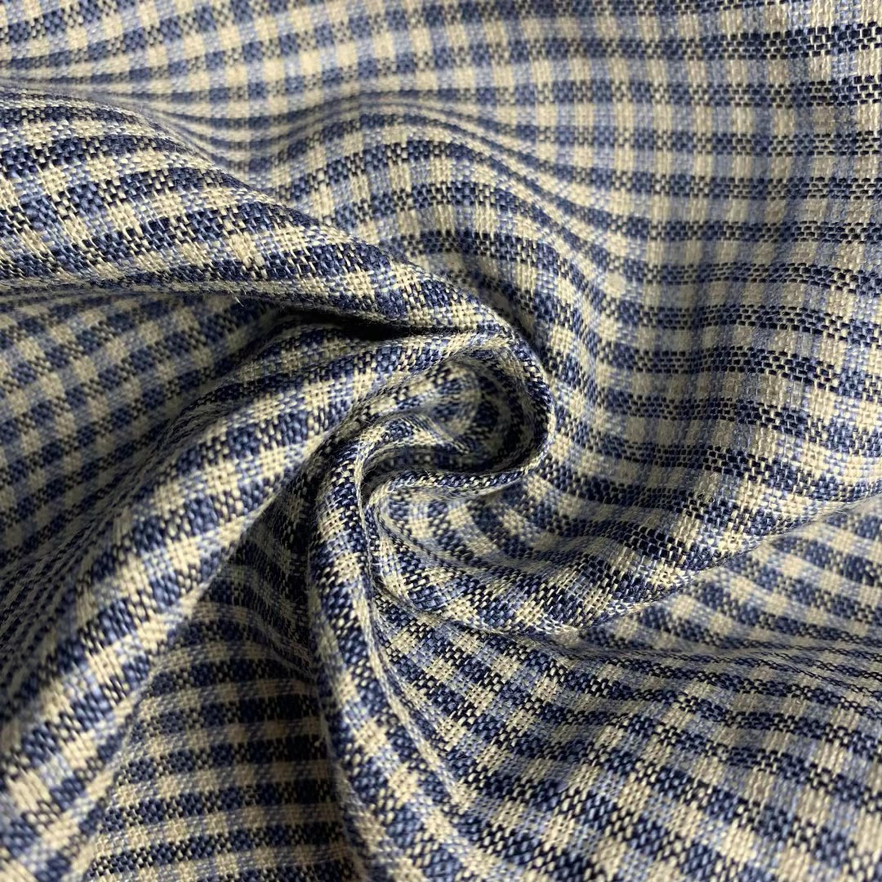 Enzymed stone washed french linen fabric for clothes yarn dyed gingham check 100% linen fabric
