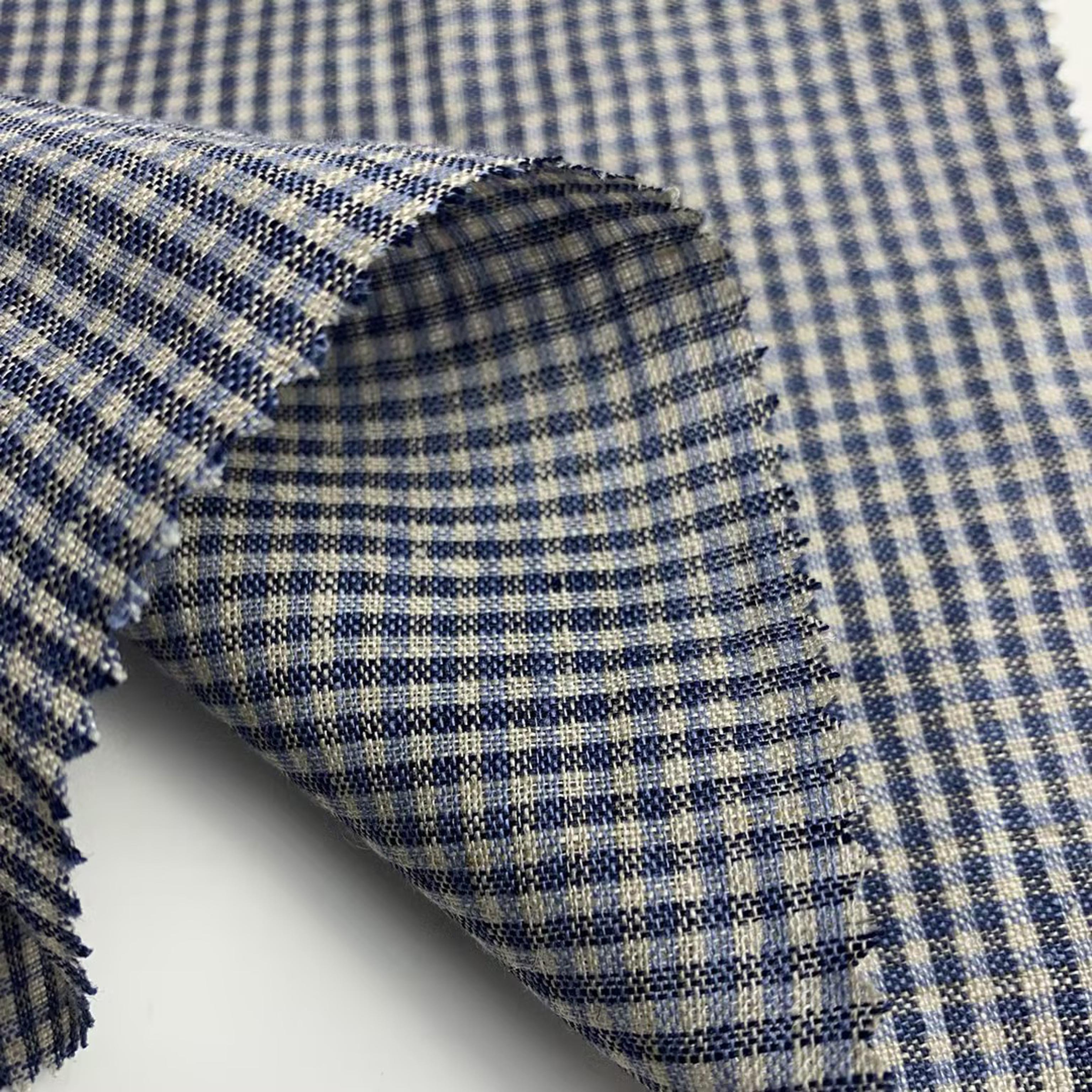 Enzymed stone washed french linen fabric for clothes yarn dyed gingham check 100% linen fabric