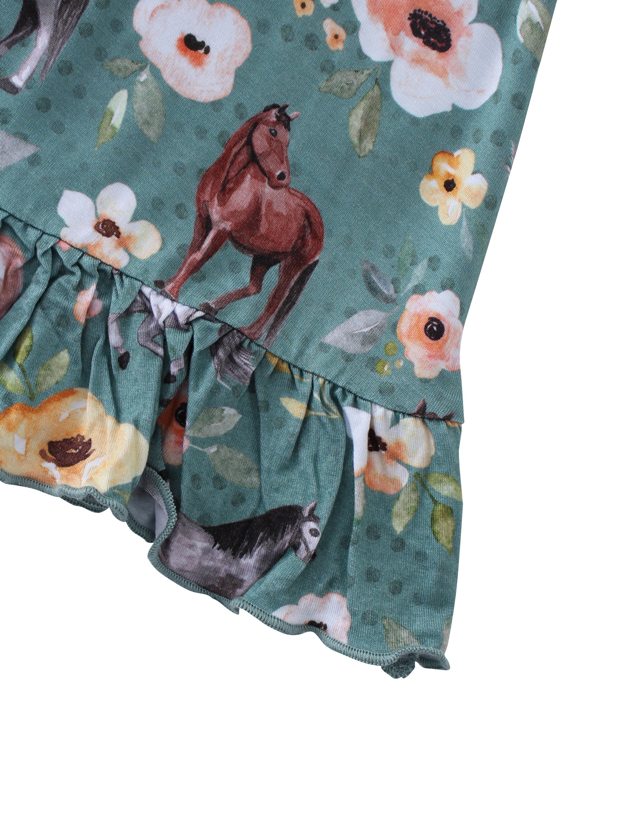 OEM Custom Girls' Casual Short Sleeve Summer Dress Bamboo Fiber Printed Flowers Neck Customizable Pattern Age Group Children