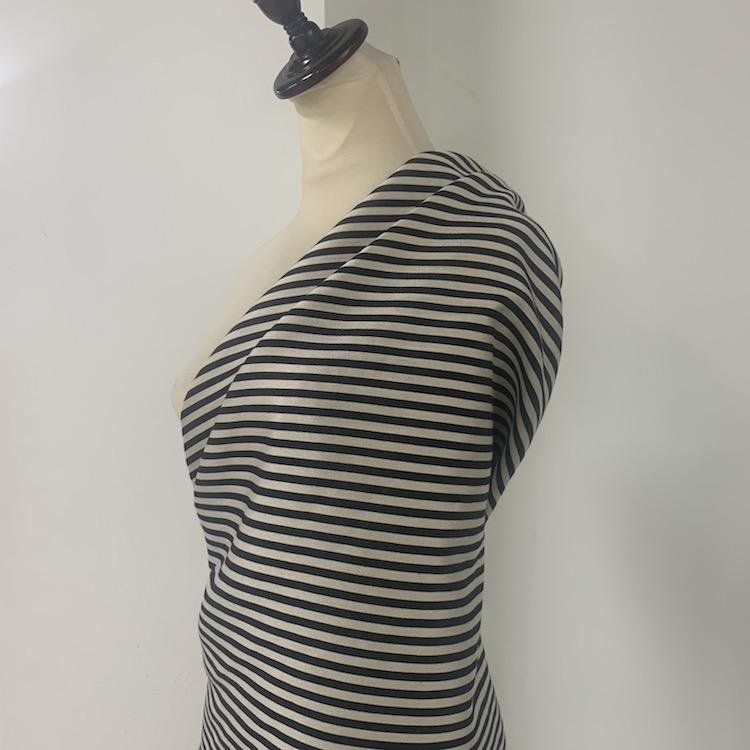 Good price black and white striped linen cotton fabric for dress